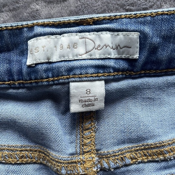 EST 1946 Denim Distressed Y2K Denim Skirt Size 8 - Picture 2 of 8